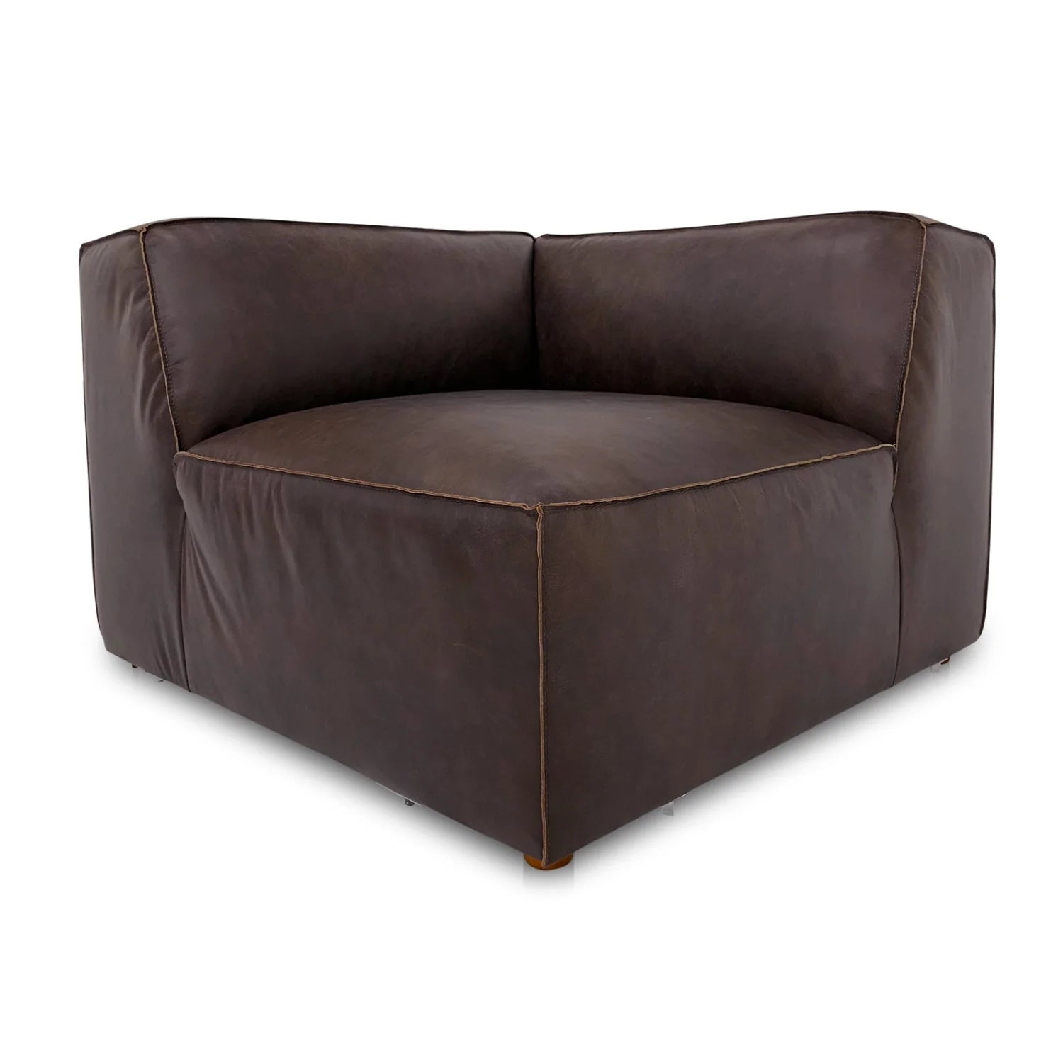 Luxury Brown Leather Corner Chair Modern Italian Style for Villa