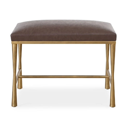 Luxury Brown Leather Inspired Bench European Style for Villa