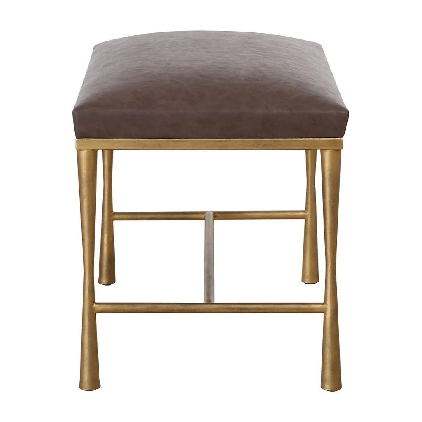 Luxury Brown Leather Inspired Bench European Style for Villa