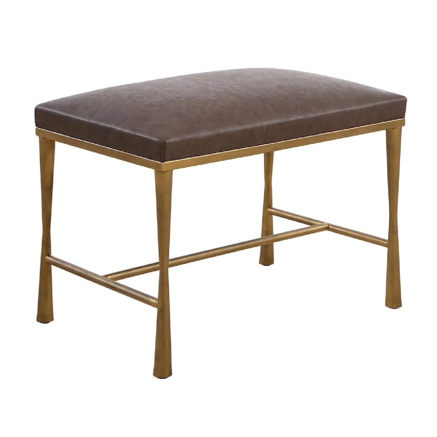 Luxury Brown Leather Inspired Bench European Style for Villa
