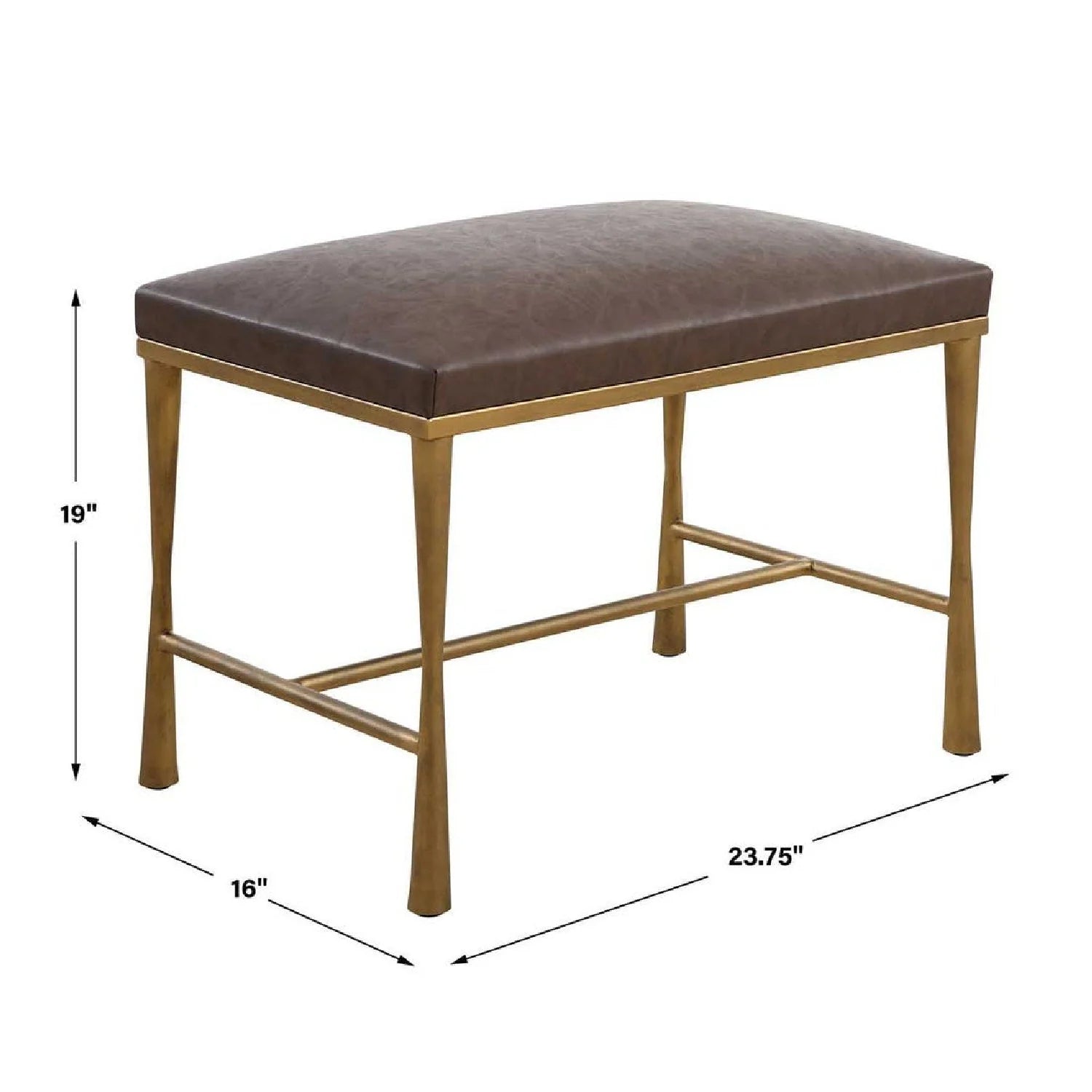 Luxury Brown Leather Inspired Bench European Style for Villa