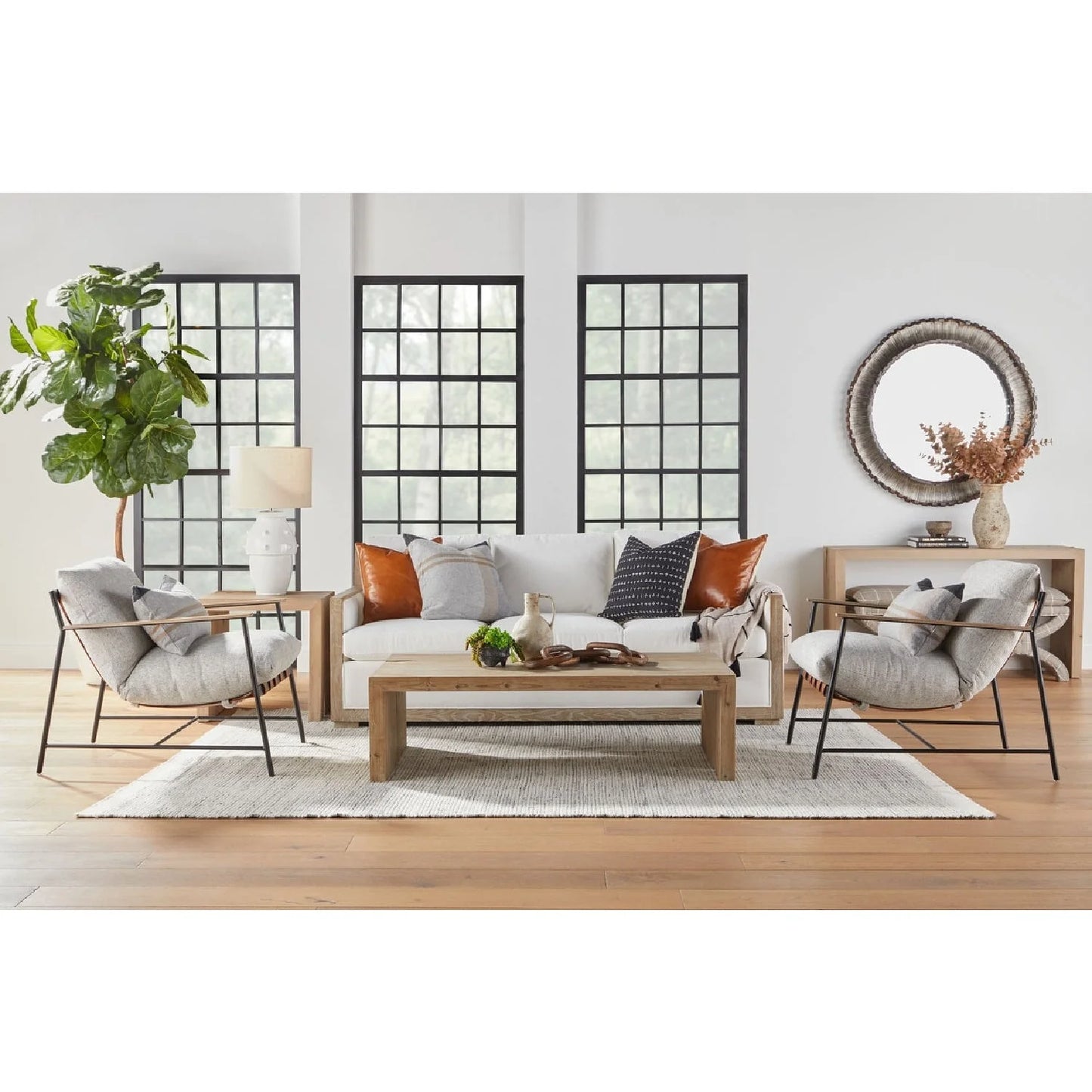 Luxury Brown Leather Lounge Chair Modern European Style for Villa