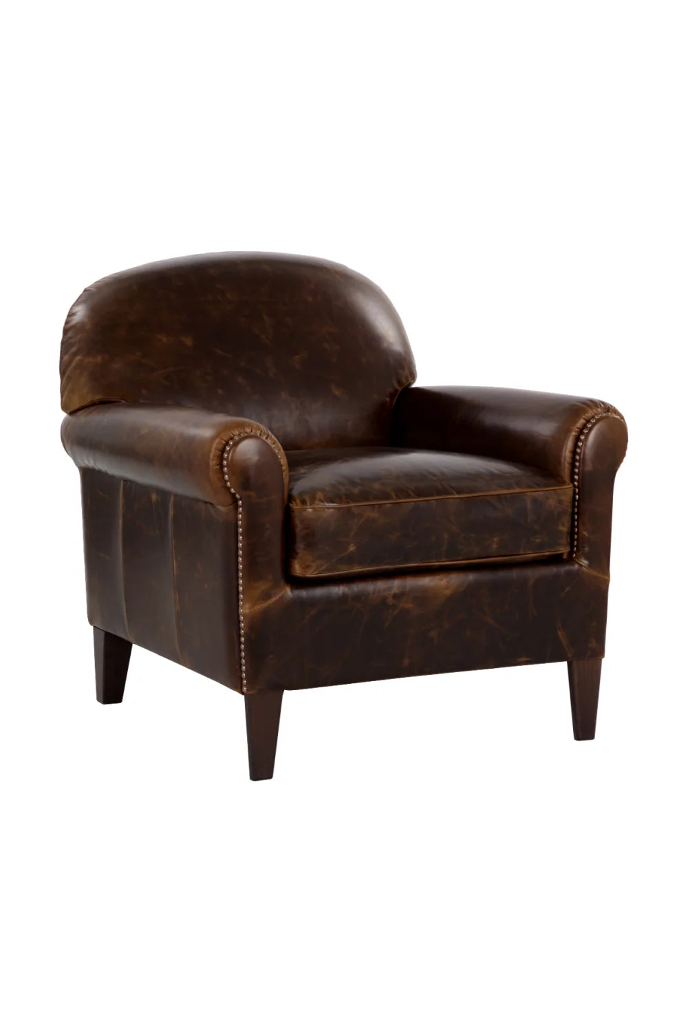 Luxury Brown Leather Lounge Chair Modern European Style for Villa