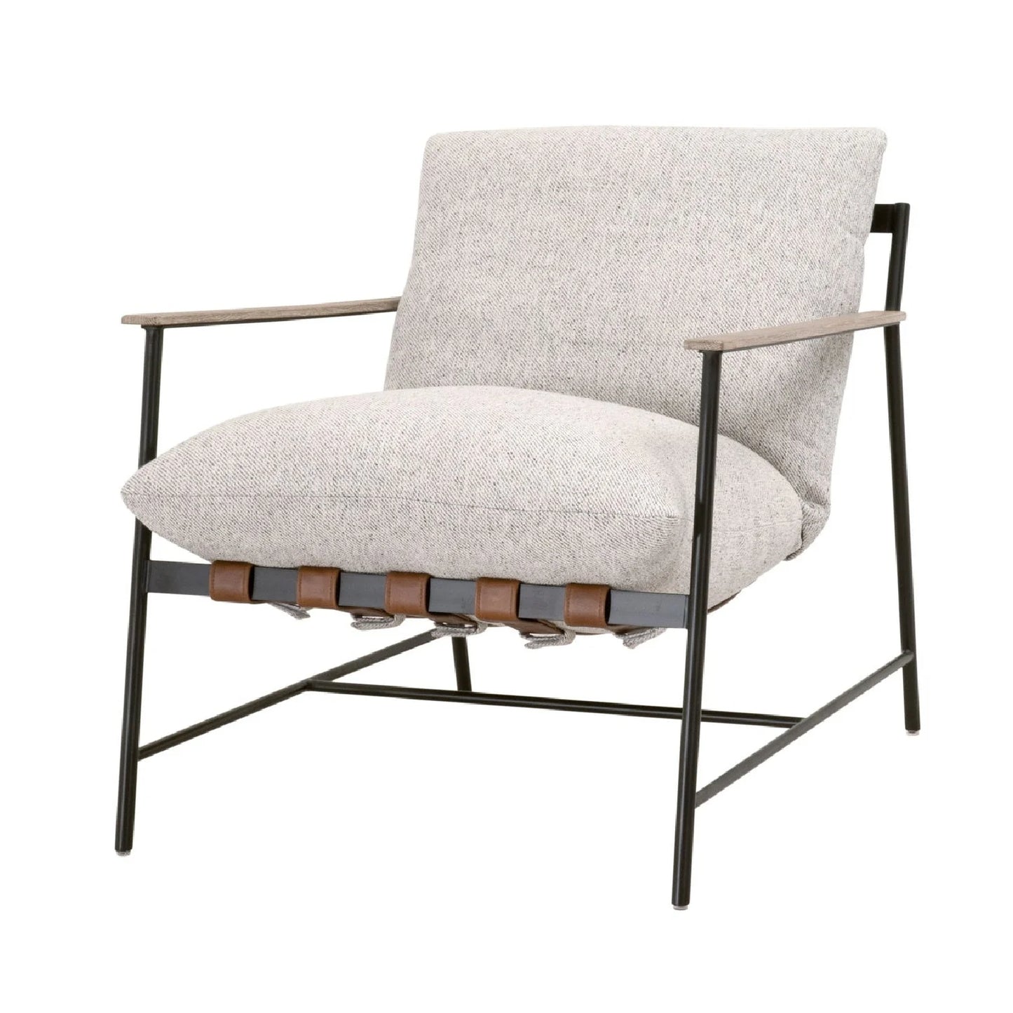 Luxury Brown Leather Lounge Chair Modern European Style for Villa