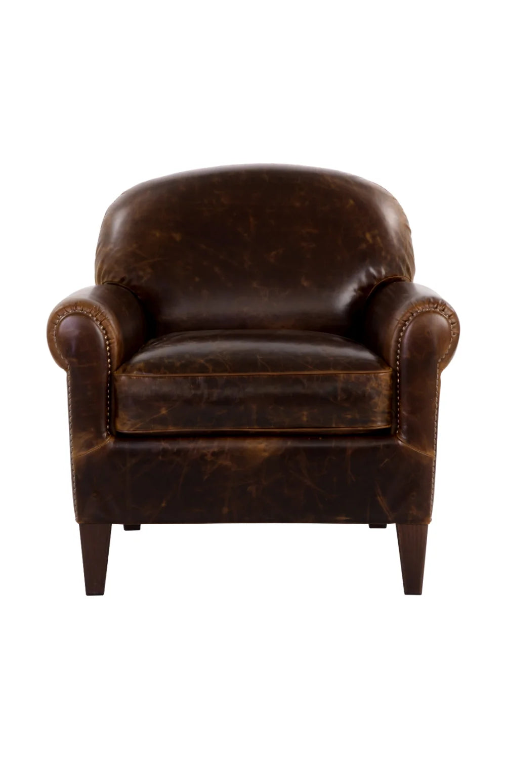 Luxury Brown Leather Lounge Chair Modern European Style for Villa