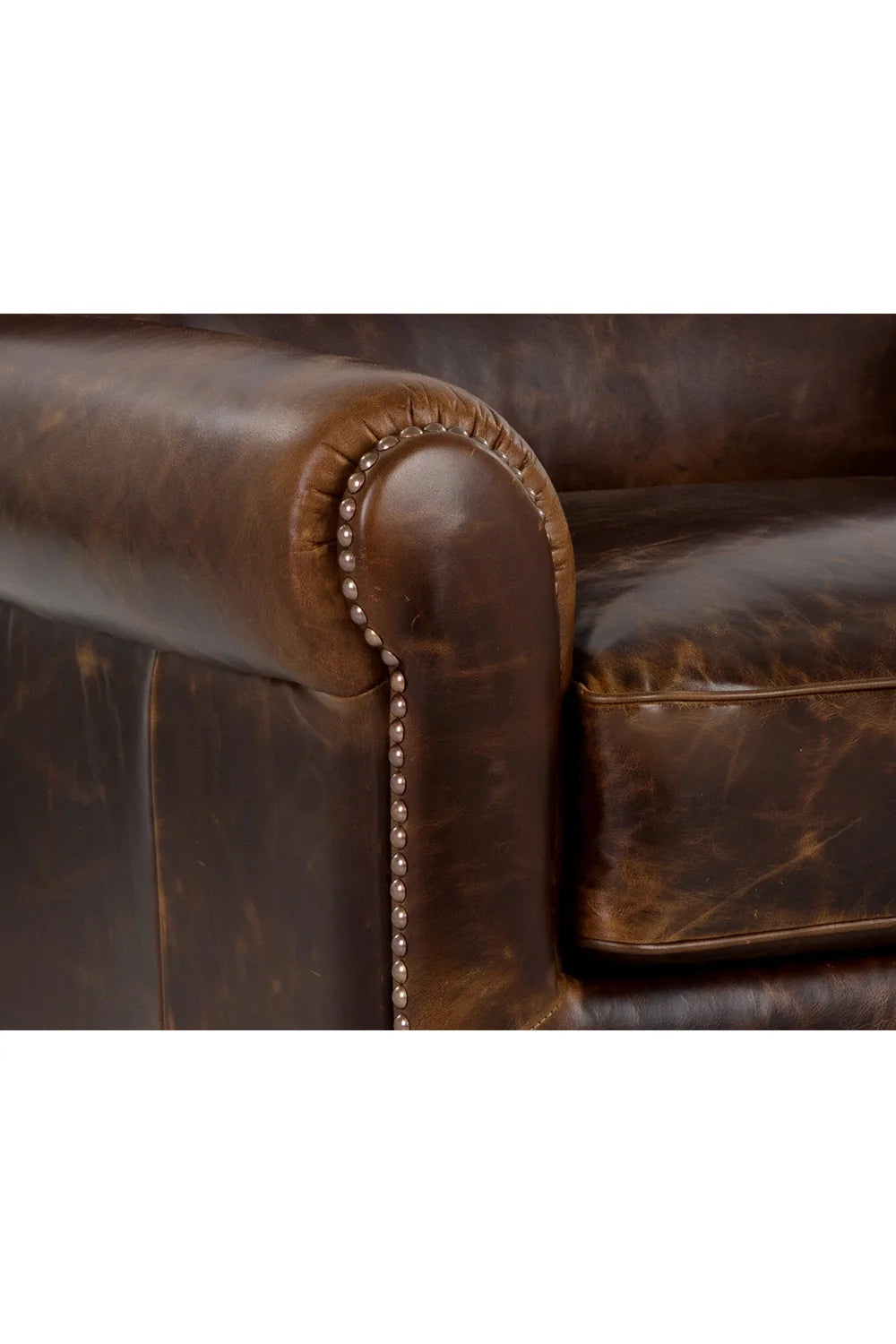 Luxury Brown Leather Lounge Chair Modern European Style for Villa