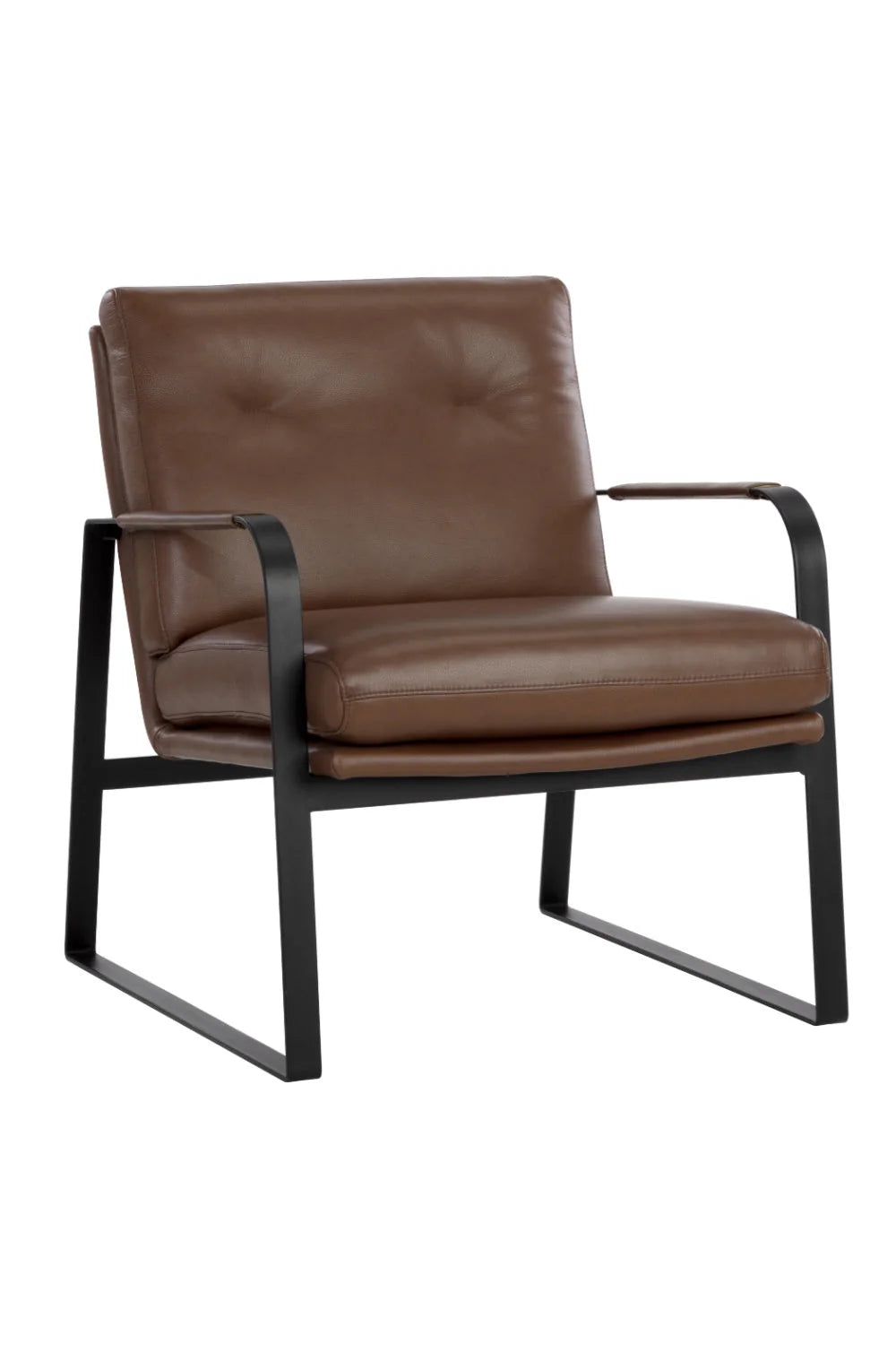 Luxury Brown Leather Lounge Chair Modern Italian Style for Villa