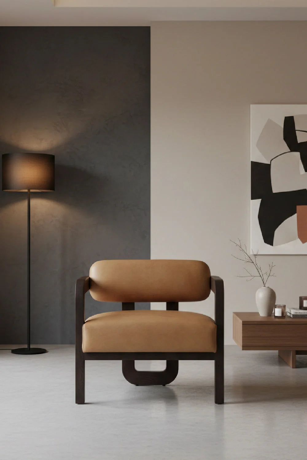 Luxury Brown Leather Lounge Chair Modern Italian Style for Villa