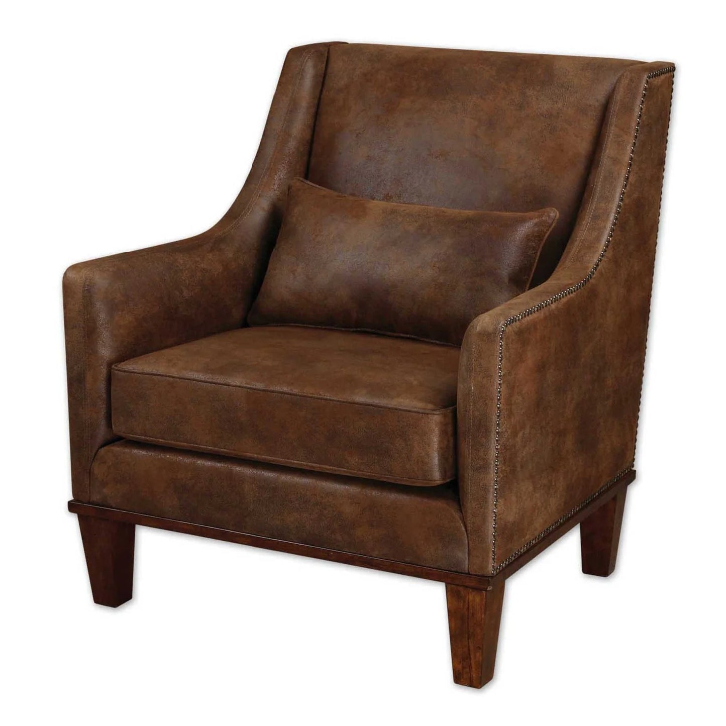Luxury Brown Leather Lounge Chair Modern Italian Style for Villa