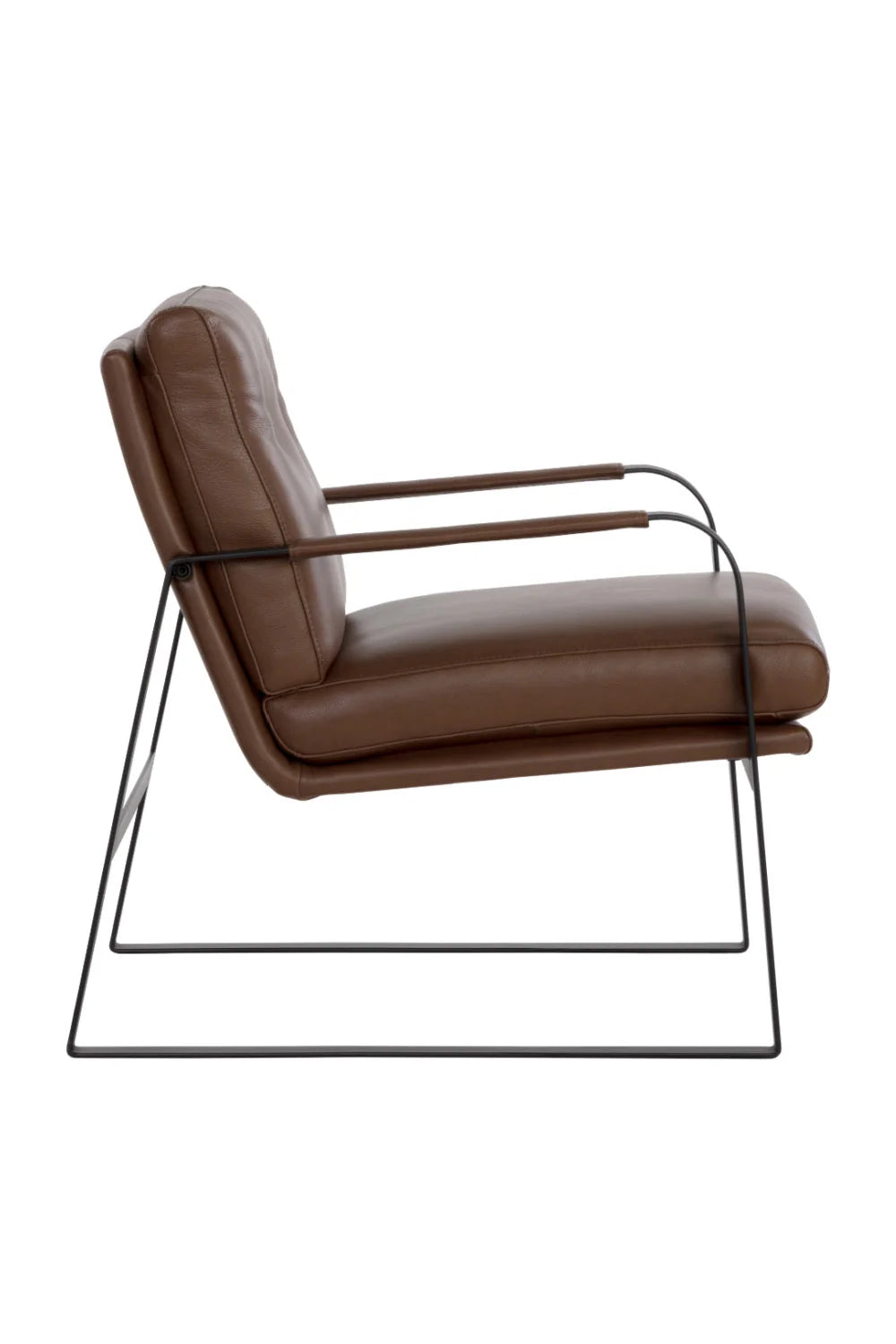 Luxury Brown Leather Lounge Chair Modern Italian Style for Villa