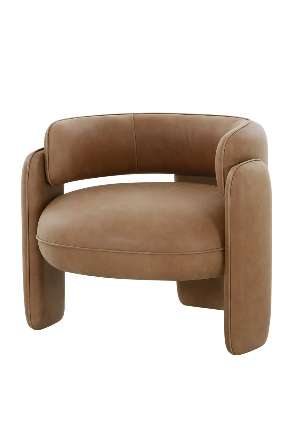 Luxury Brown Leather Lounge Chair Modern Italian Style for Villa