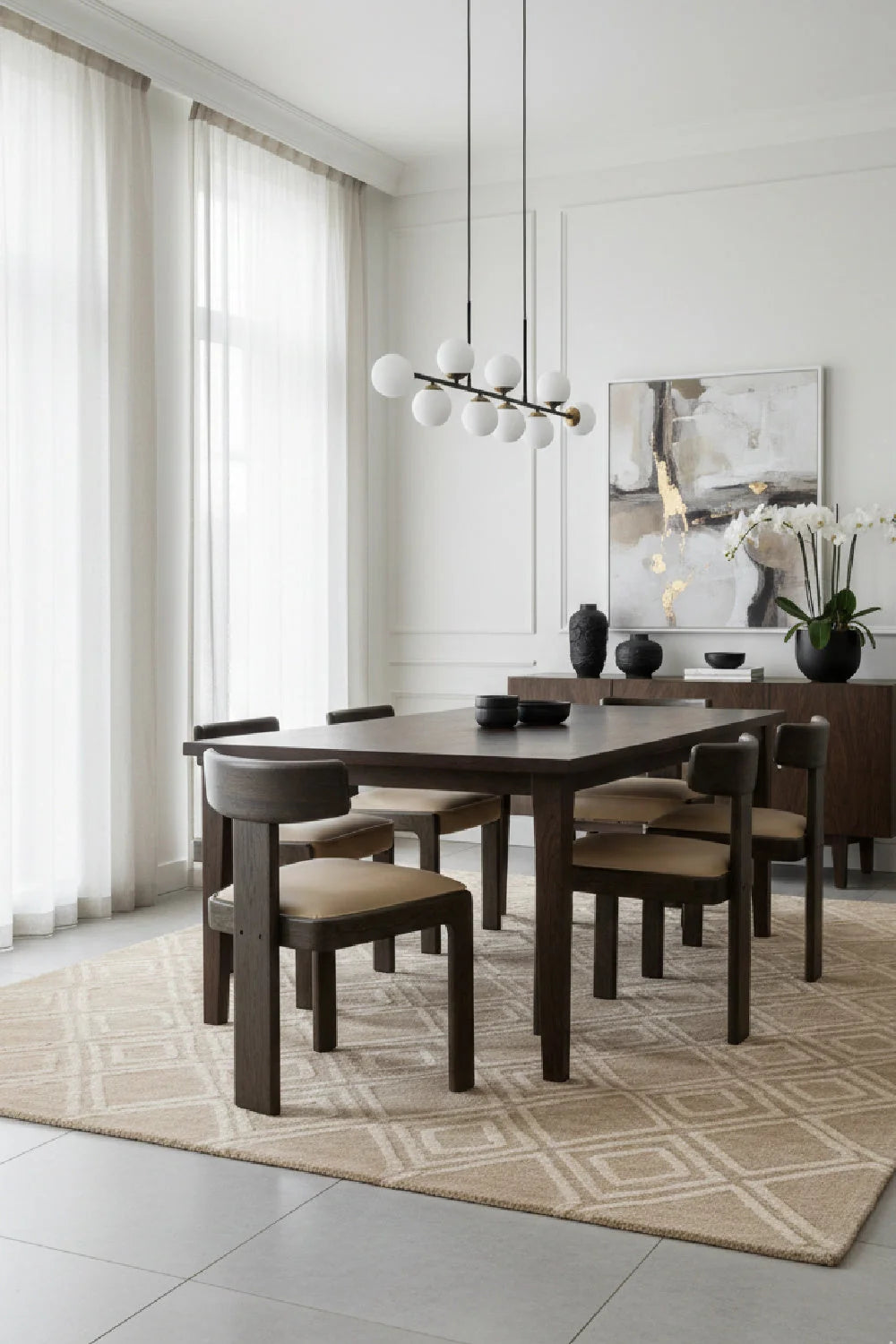 Luxury Brown Leather Modern Dining Chair European Style for Villa