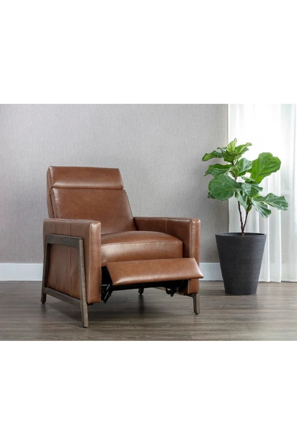 Luxury Brown Leather Recliner Armchair Modern Italian Style for Villa