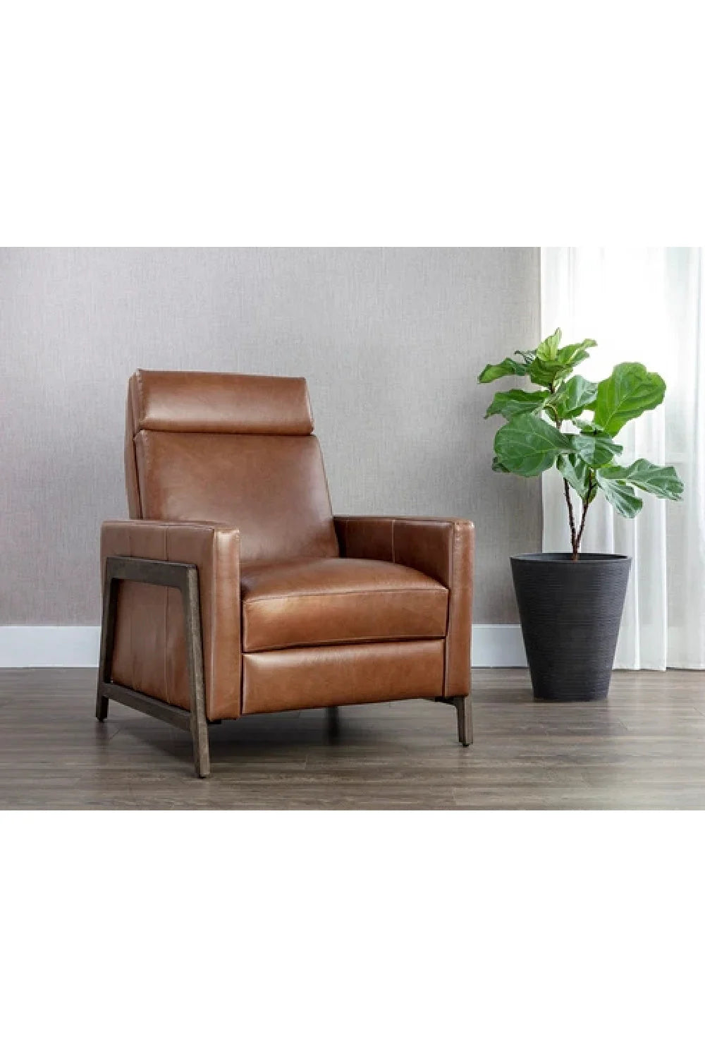 Luxury Brown Leather Recliner Armchair Modern Italian Style for Villa