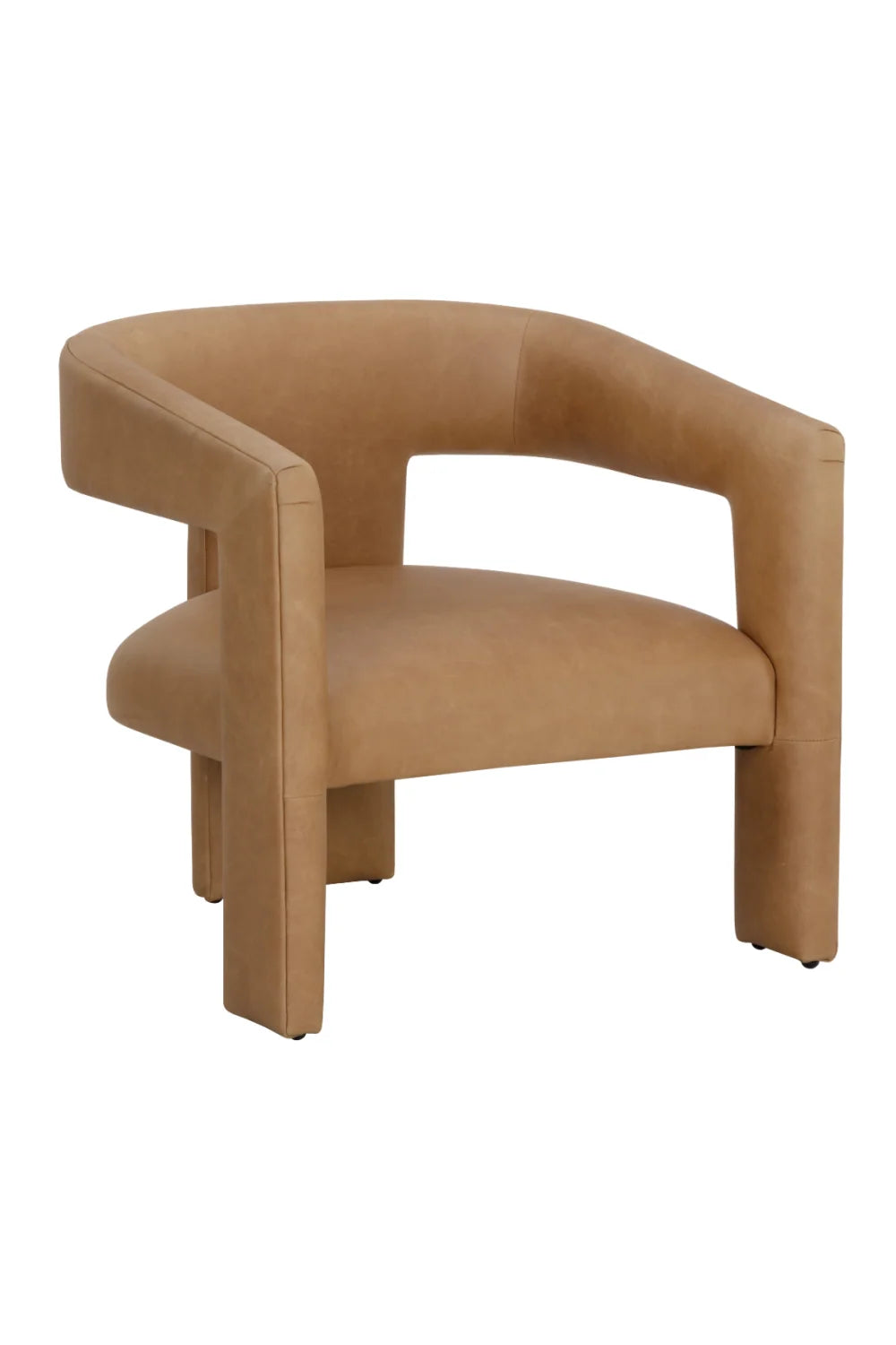 Luxury Brown Leather Sculptural Lounge Chair Modern Italian Style for Villa