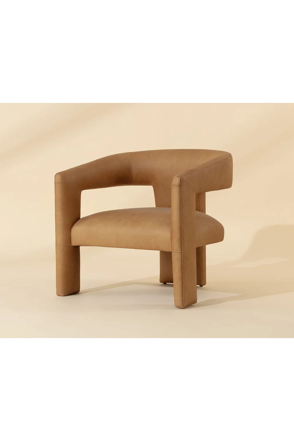 Luxury Brown Leather Sculptural Lounge Chair Modern Italian Style for Villa
