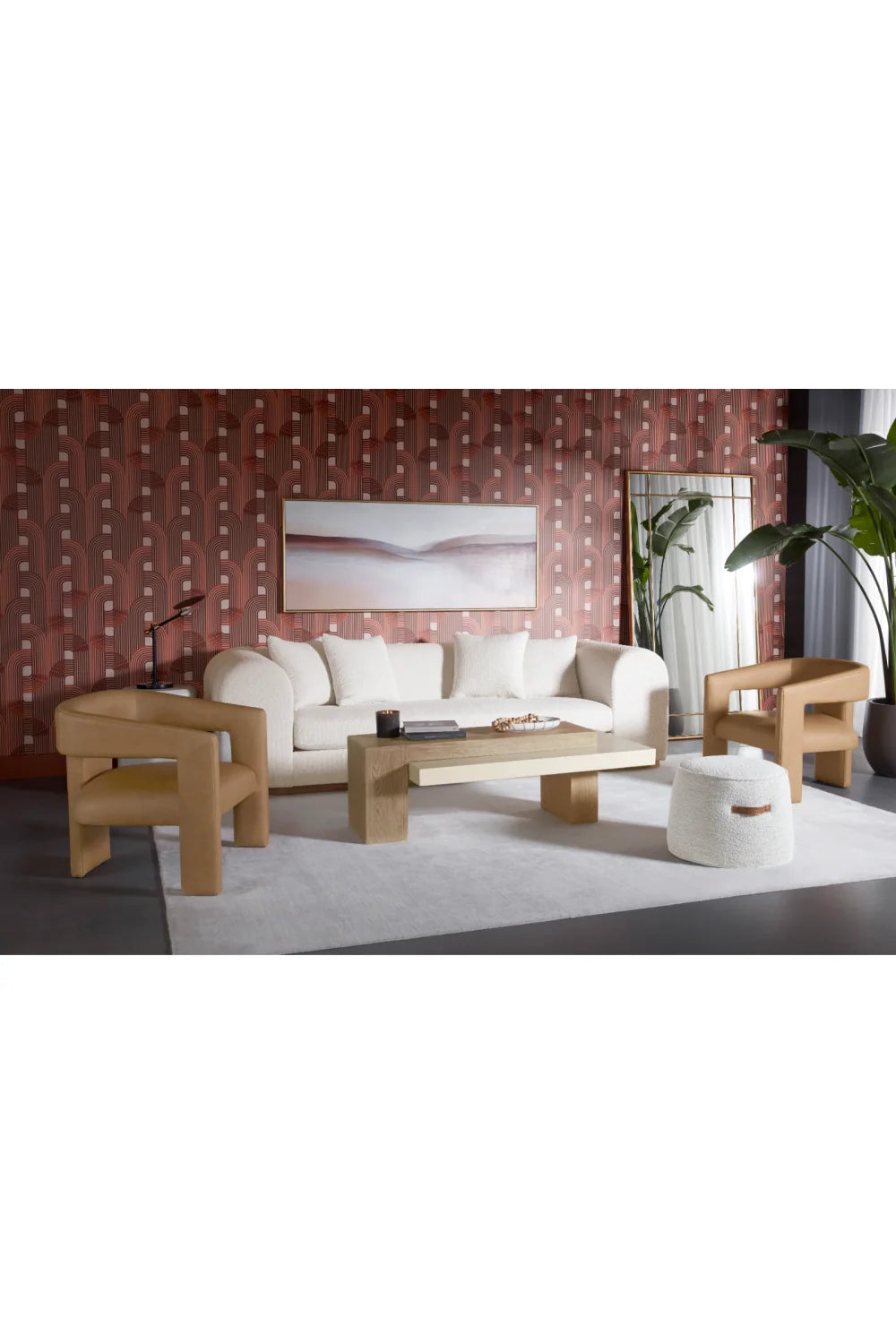 Luxury Brown Leather Sculptural Lounge Chair Modern Italian Style for Villa