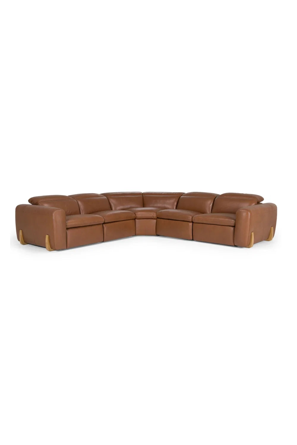 Luxury Brown Leather Sectional Sofa Modern Italian Style for Villa