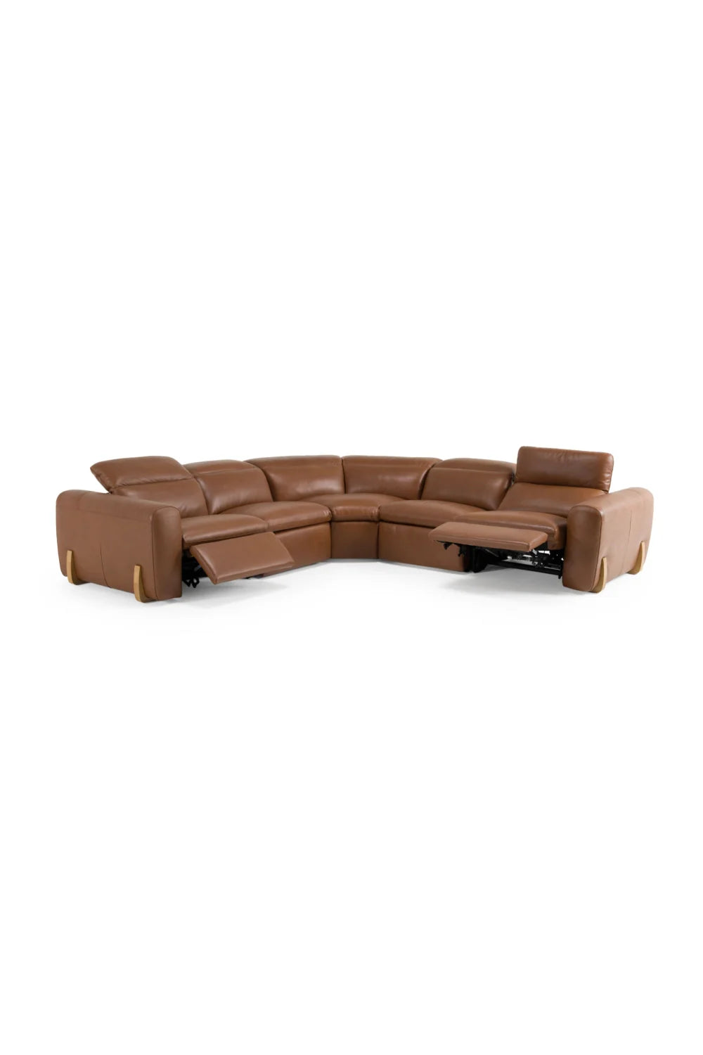 Luxury Brown Leather Sectional Sofa Modern Italian Style for Villa