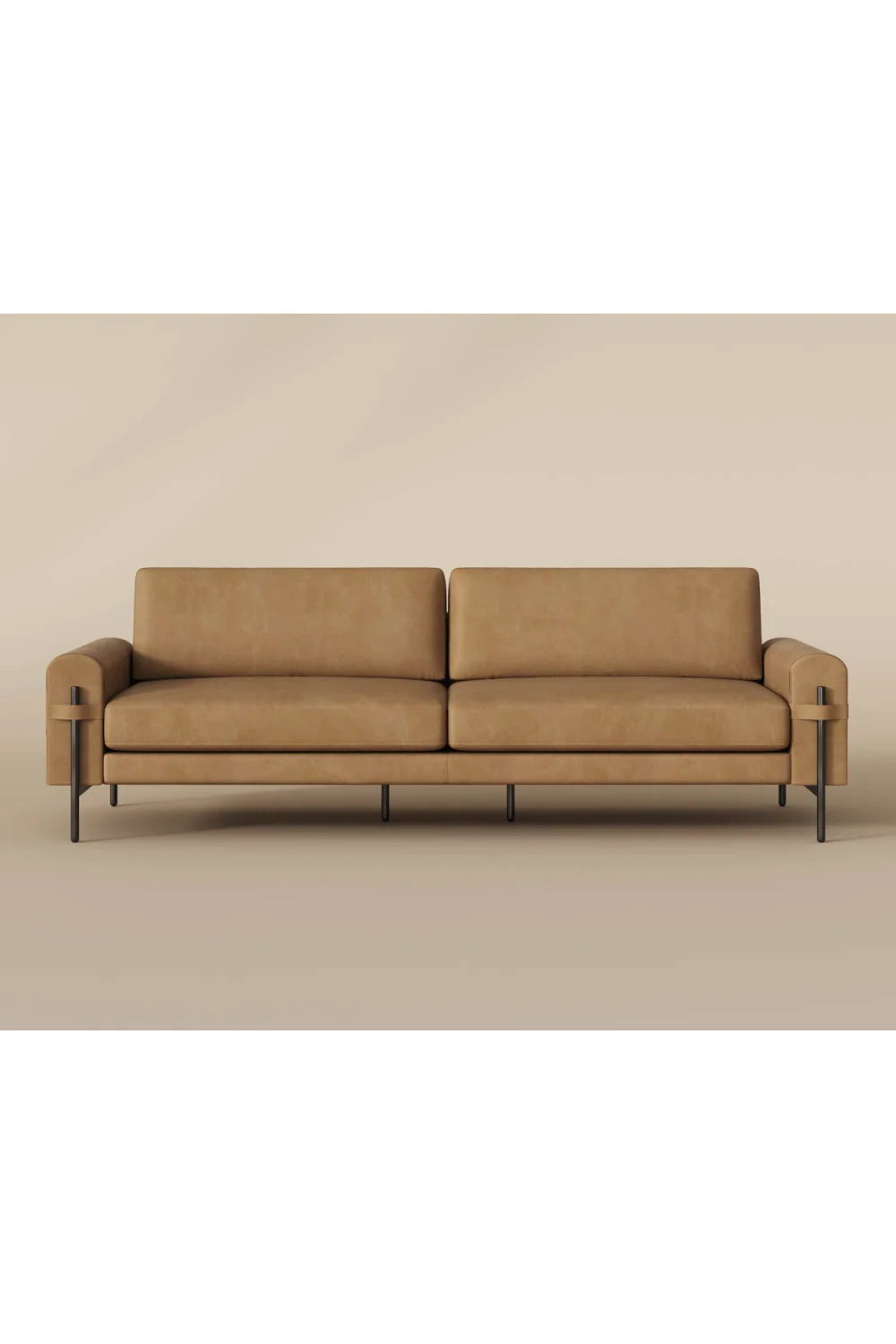 Luxury Brown Leather Sofa Modern Italian Style for Villa