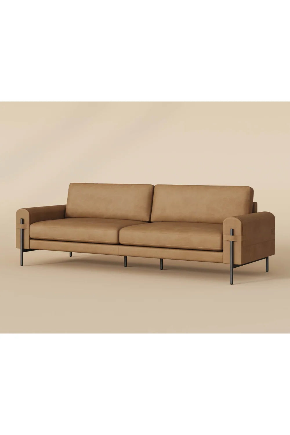 Luxury Brown Leather Sofa Modern Italian Style for Villa