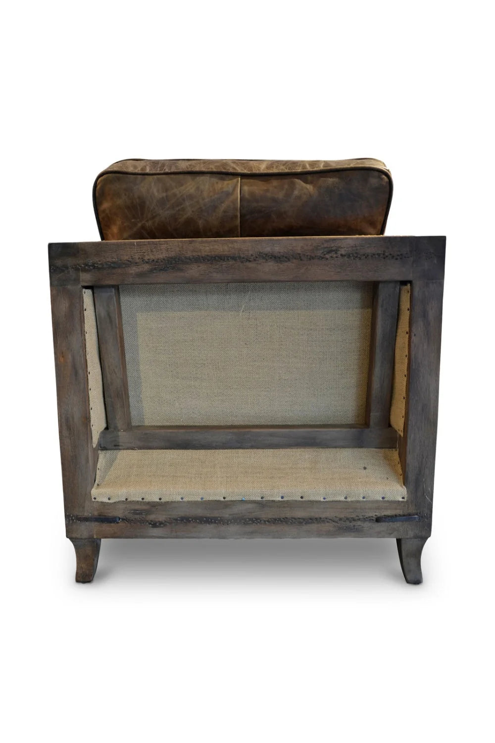 Luxury Brown Leather Studded Club Chair Modern Italian Style for Villa