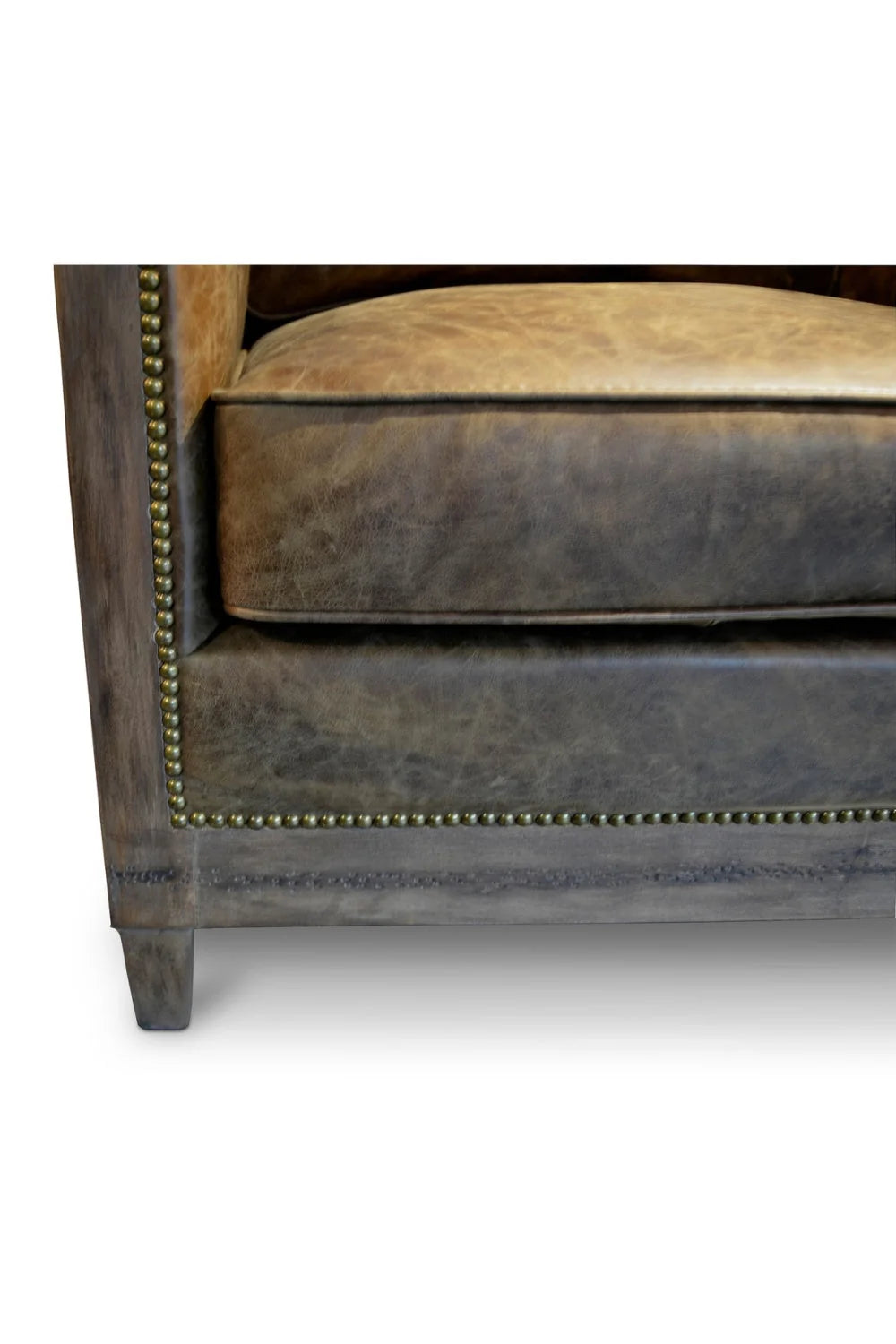 Luxury Brown Leather Studded Club Chair Modern Italian Style for Villa