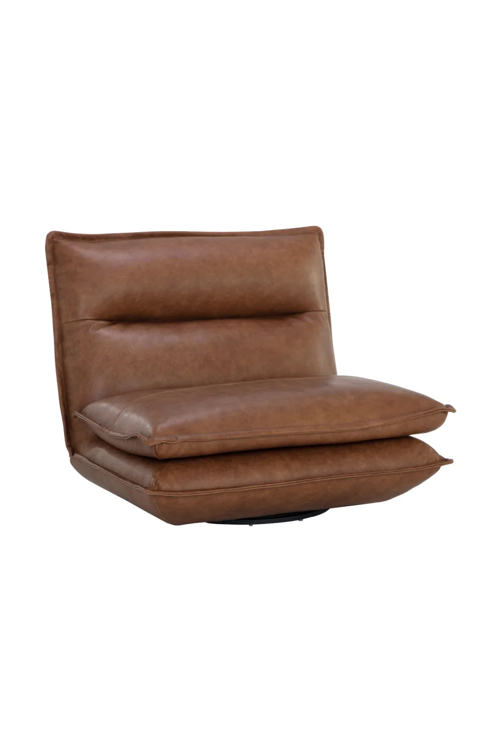 Luxury Brown Leather Swivel Lounge Chair Modern Italian Style for Villa