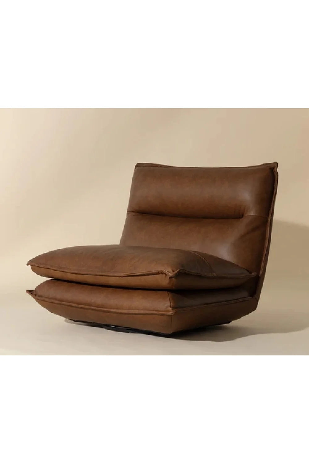 Luxury Brown Leather Swivel Lounge Chair Modern Italian Style for Villa