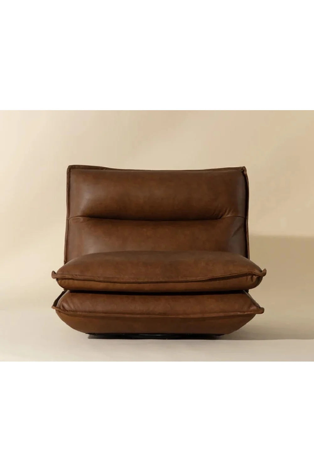 Luxury Brown Leather Swivel Lounge Chair Modern Italian Style for Villa