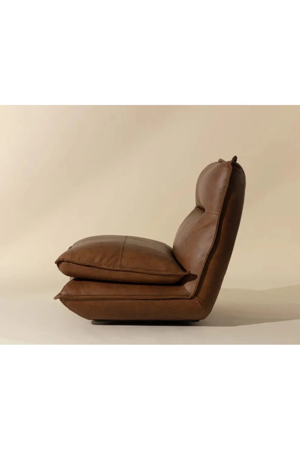 Luxury Brown Leather Swivel Lounge Chair Modern Italian Style for Villa