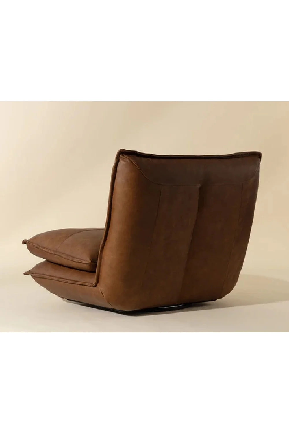 Luxury Brown Leather Swivel Lounge Chair Modern Italian Style for Villa