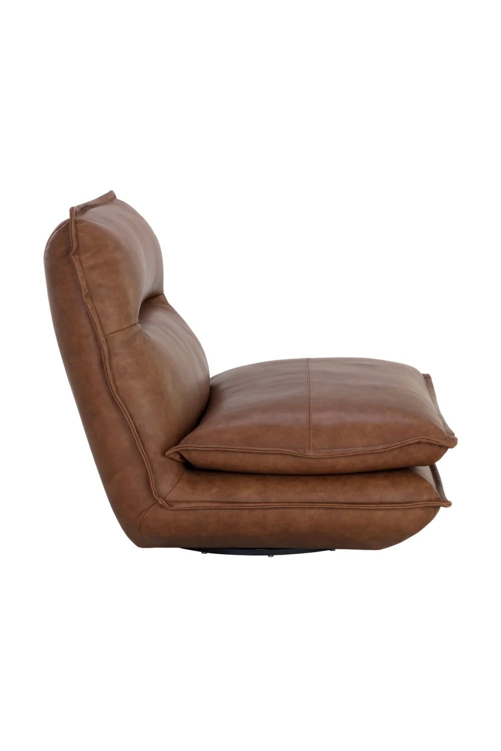 Luxury Brown Leather Swivel Lounge Chair Modern Italian Style for Villa