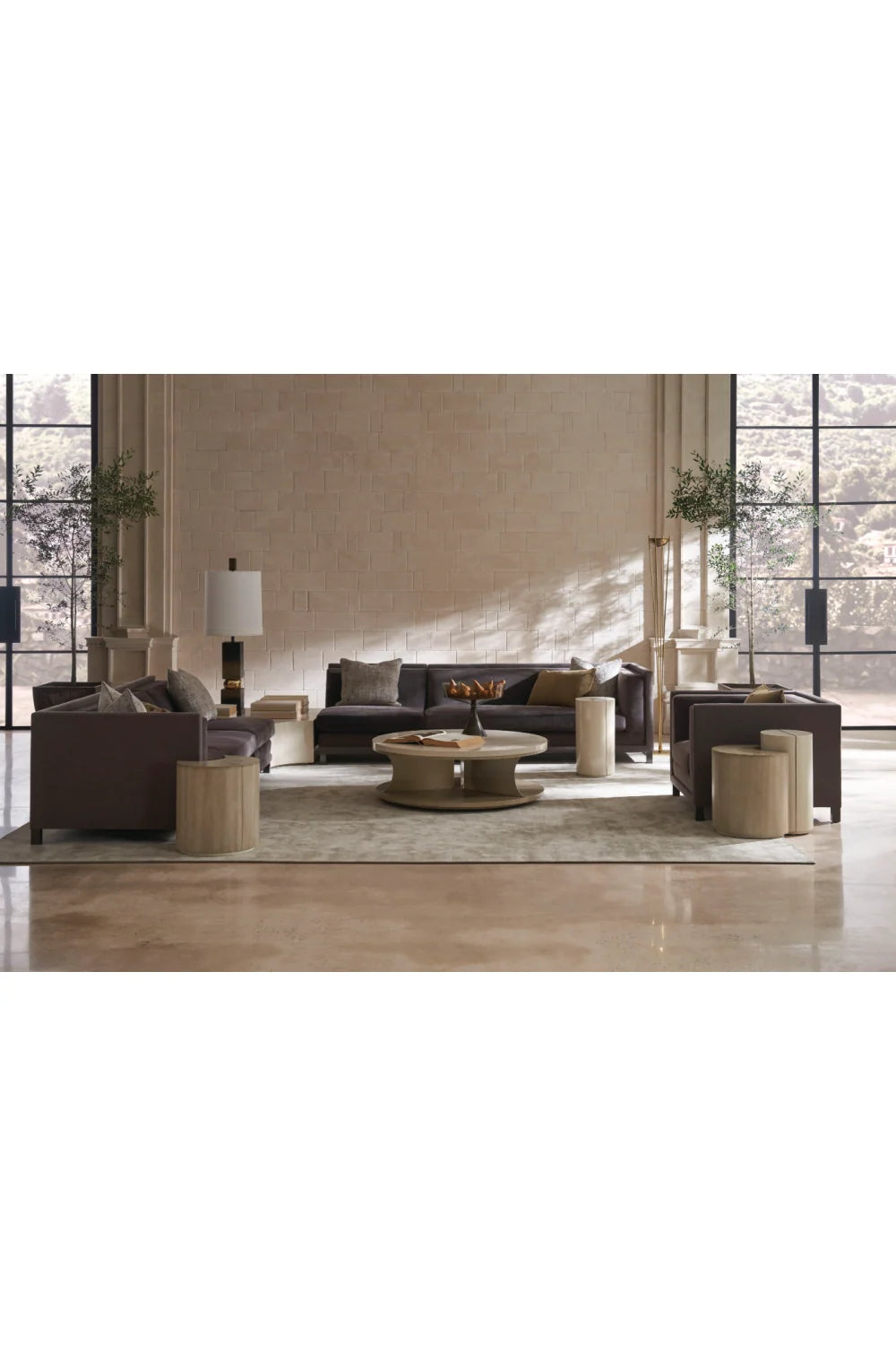 Luxury Brown Linen Lounge Chair Modern Italian Style for Villa
