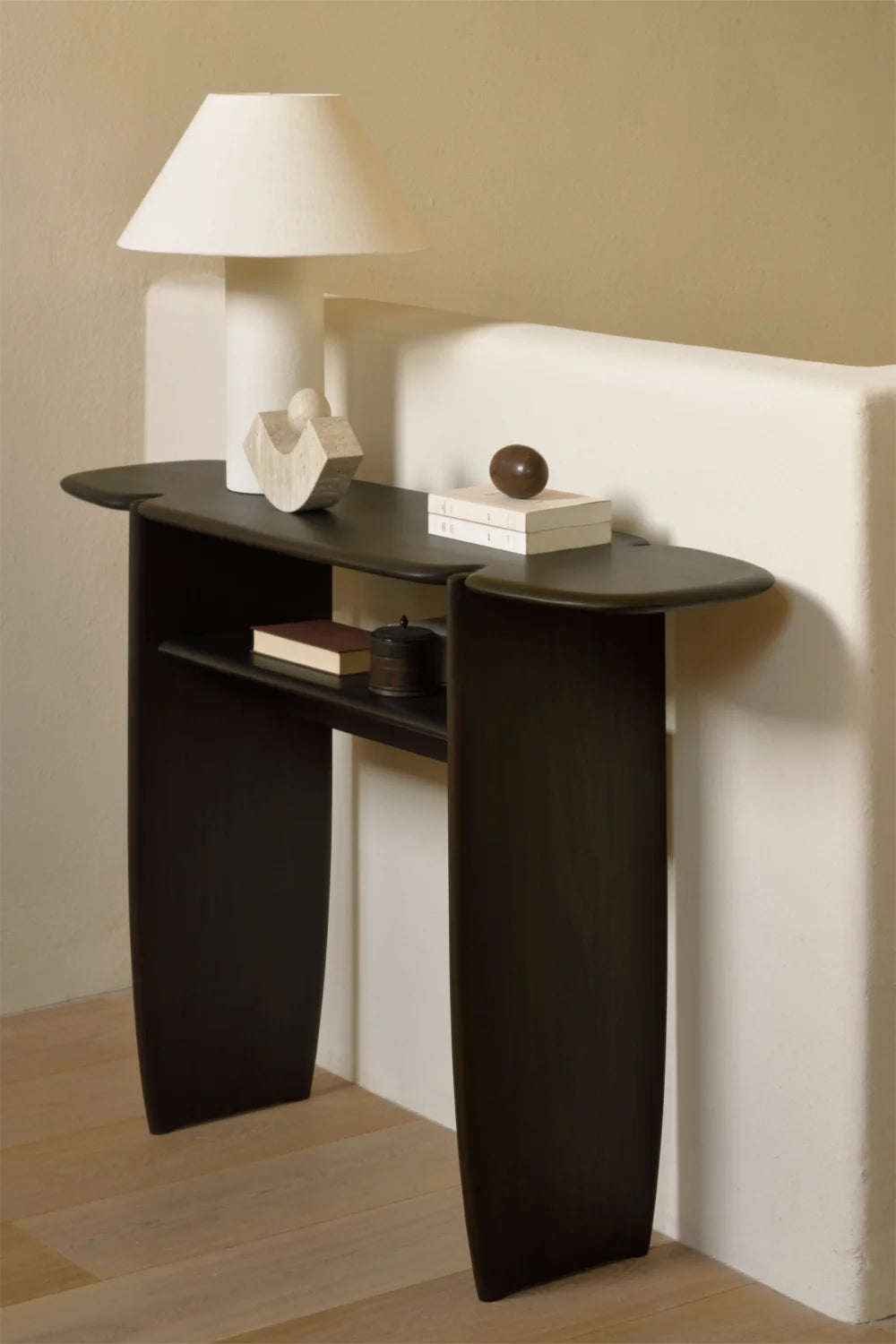 Luxury Brown Mahogany Console Table Modern Italian Style for Villa