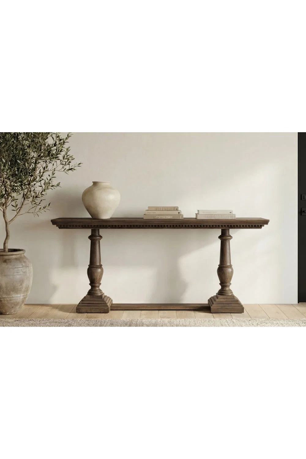 Luxury Brown Mango Wood Console Table Modern Italian Style for Villa