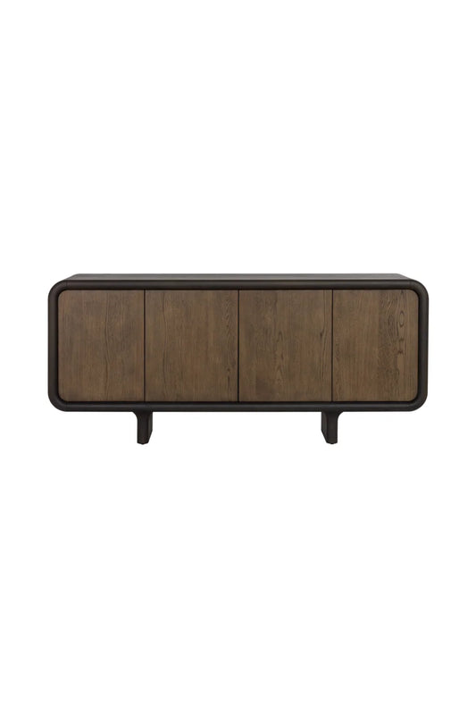Luxury Brown Oak 4-Door Sideboard European Style for Villa