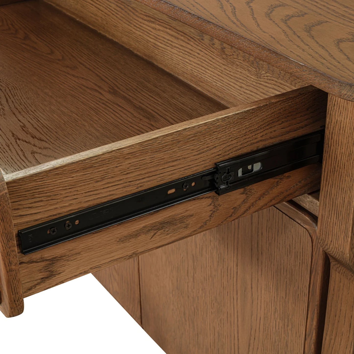 Luxury Brown Oak 4-Door Sideboard European Style for Villa