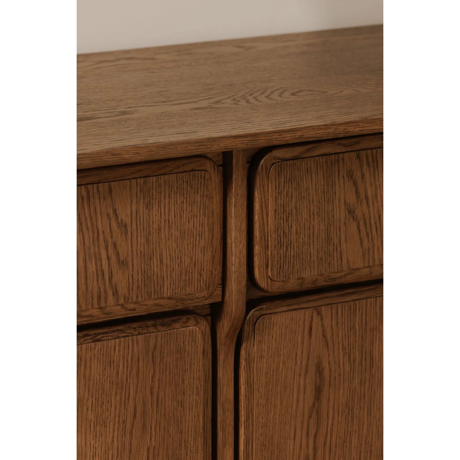 Luxury Brown Oak 4-Door Sideboard European Style for Villa