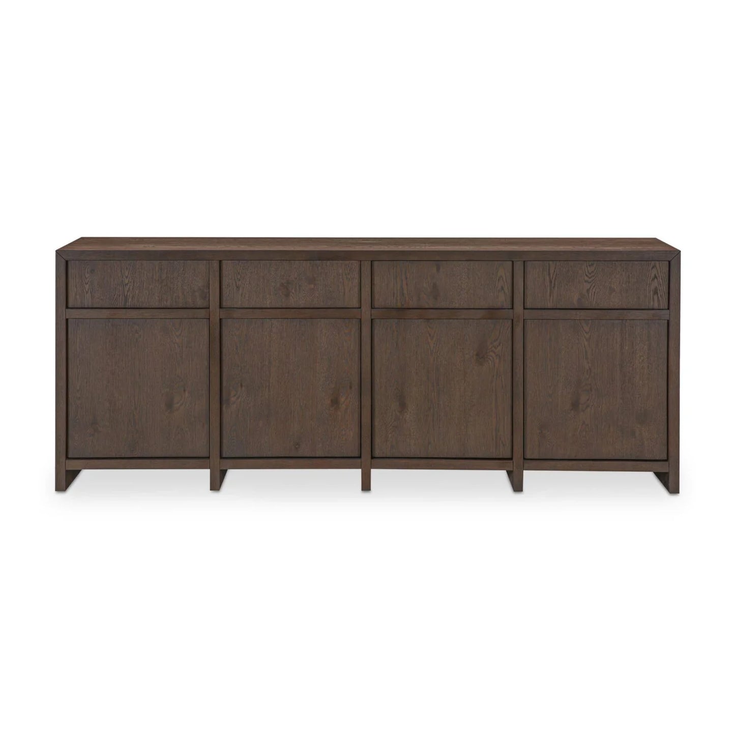 Luxury Brown Oak 4-Door Sideboard European Style for Villa