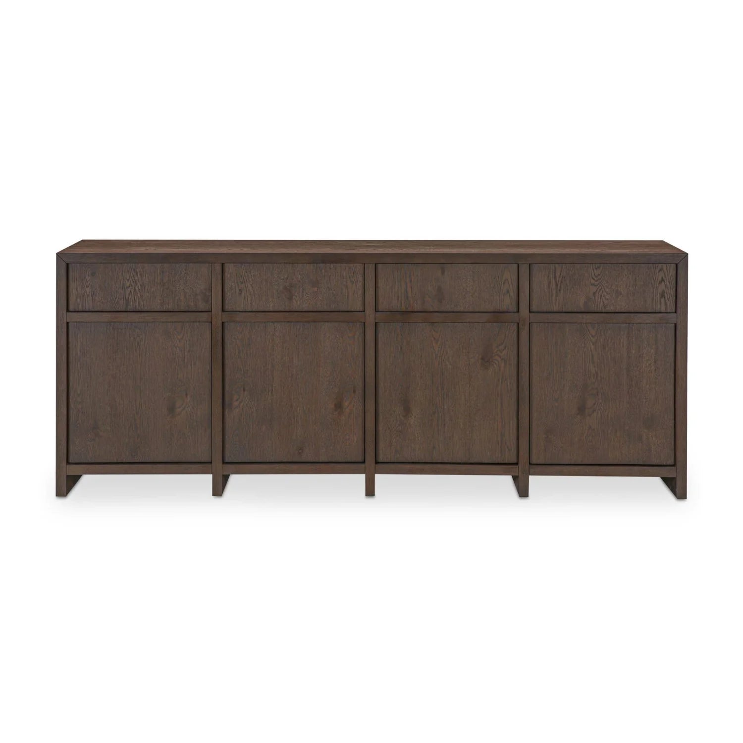 Luxury Brown Oak 4-Door Sideboard European Style for Villa