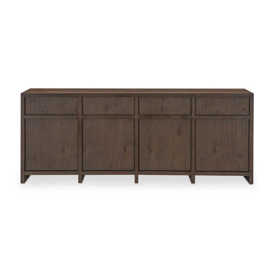 Luxury Brown Oak 4-Door Sideboard European Style for Villa