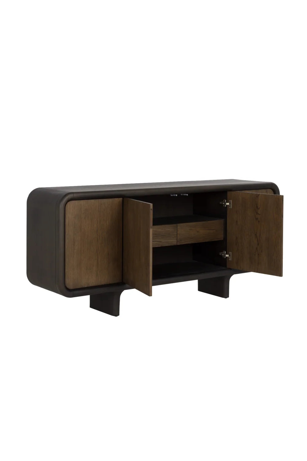 Luxury Brown Oak 4-Door Sideboard European Style for Villa