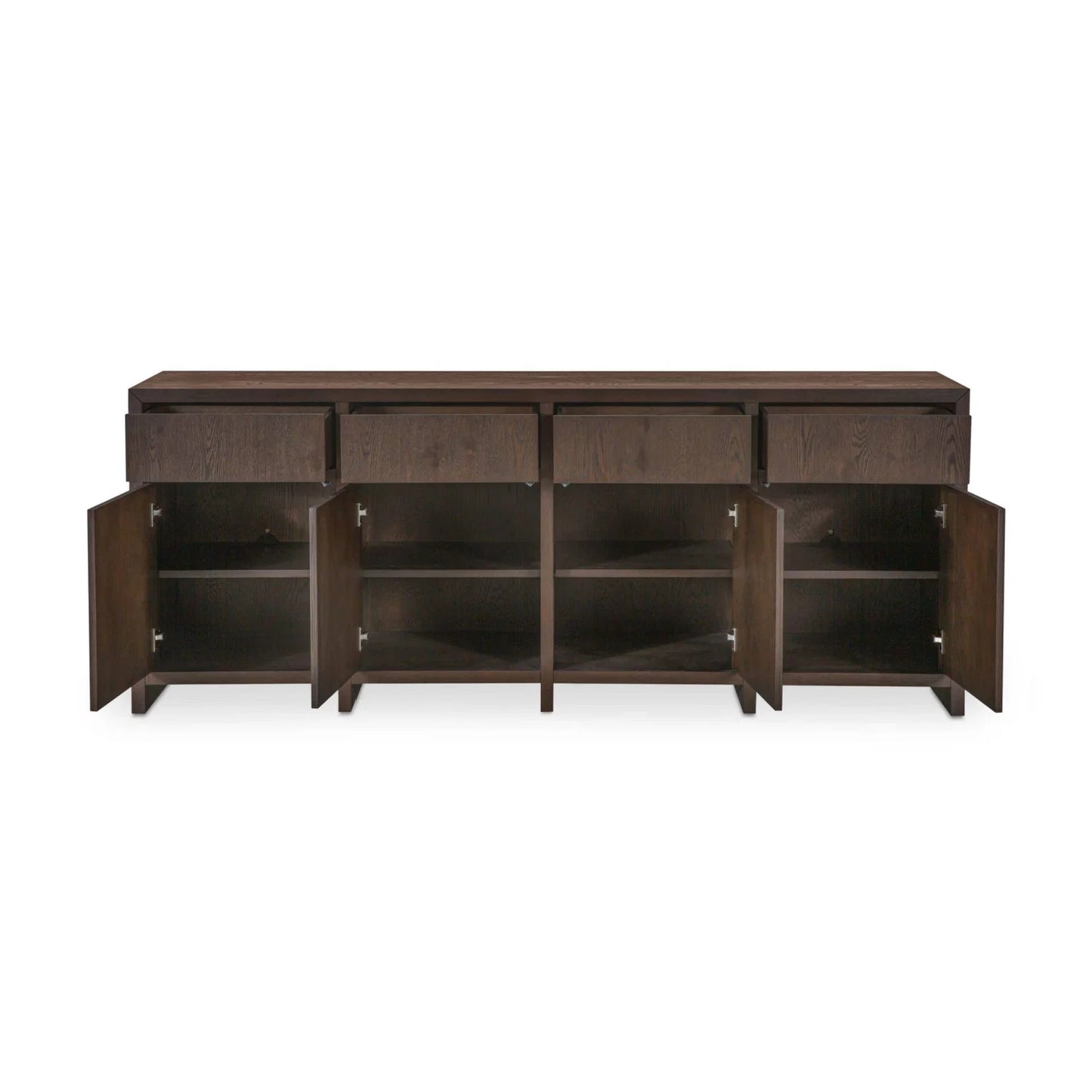 Luxury Brown Oak 4-Door Sideboard European Style for Villa