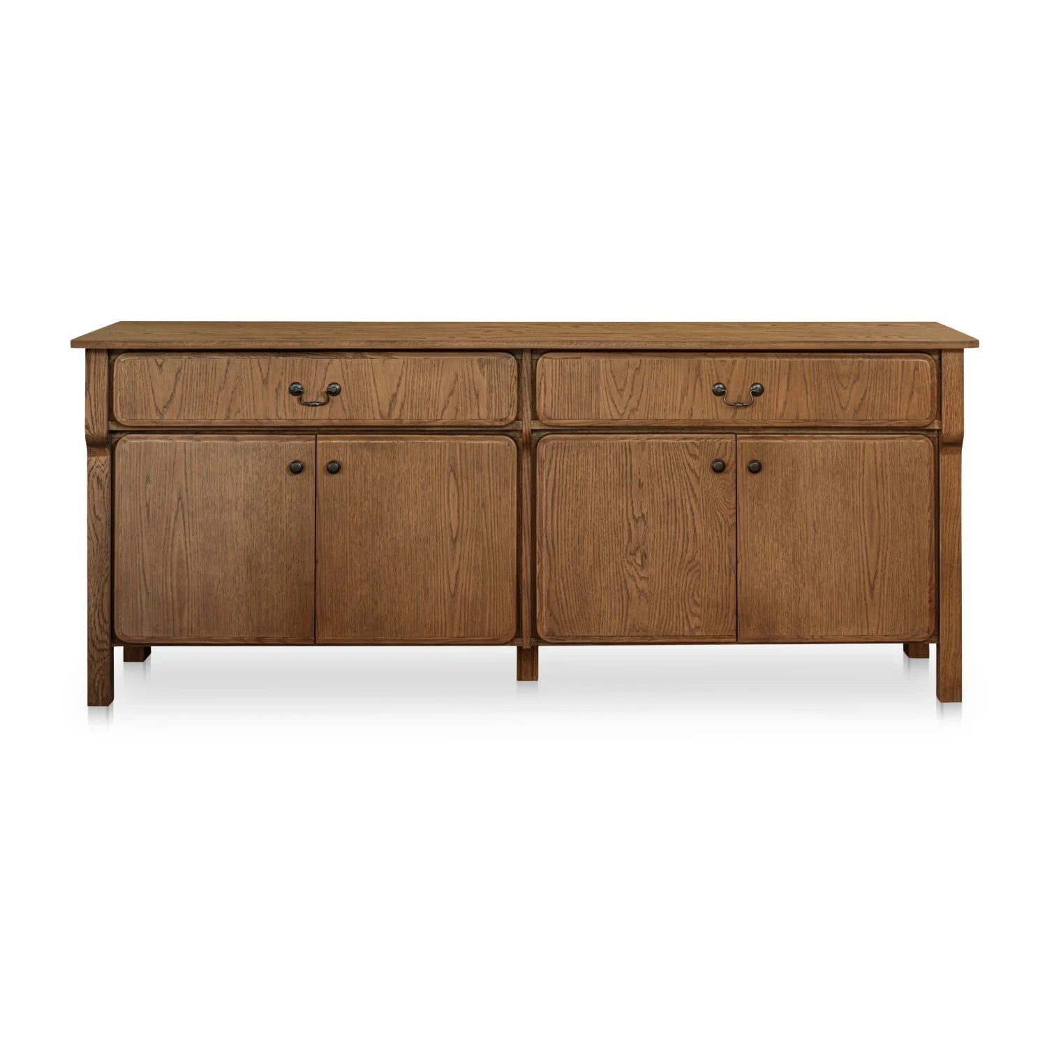 Luxury Brown Oak 4-Door Sideboard European Style for Villa