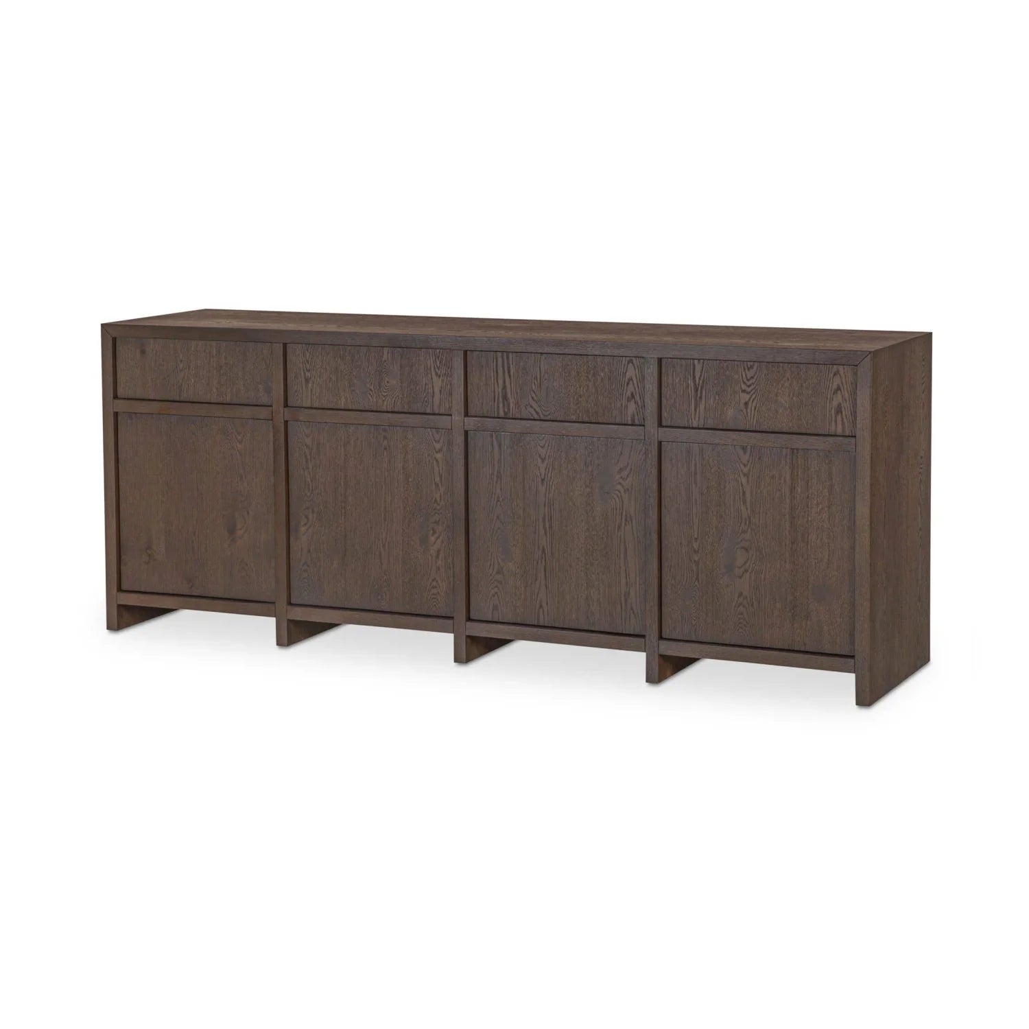 Luxury Brown Oak 4-Door Sideboard European Style for Villa