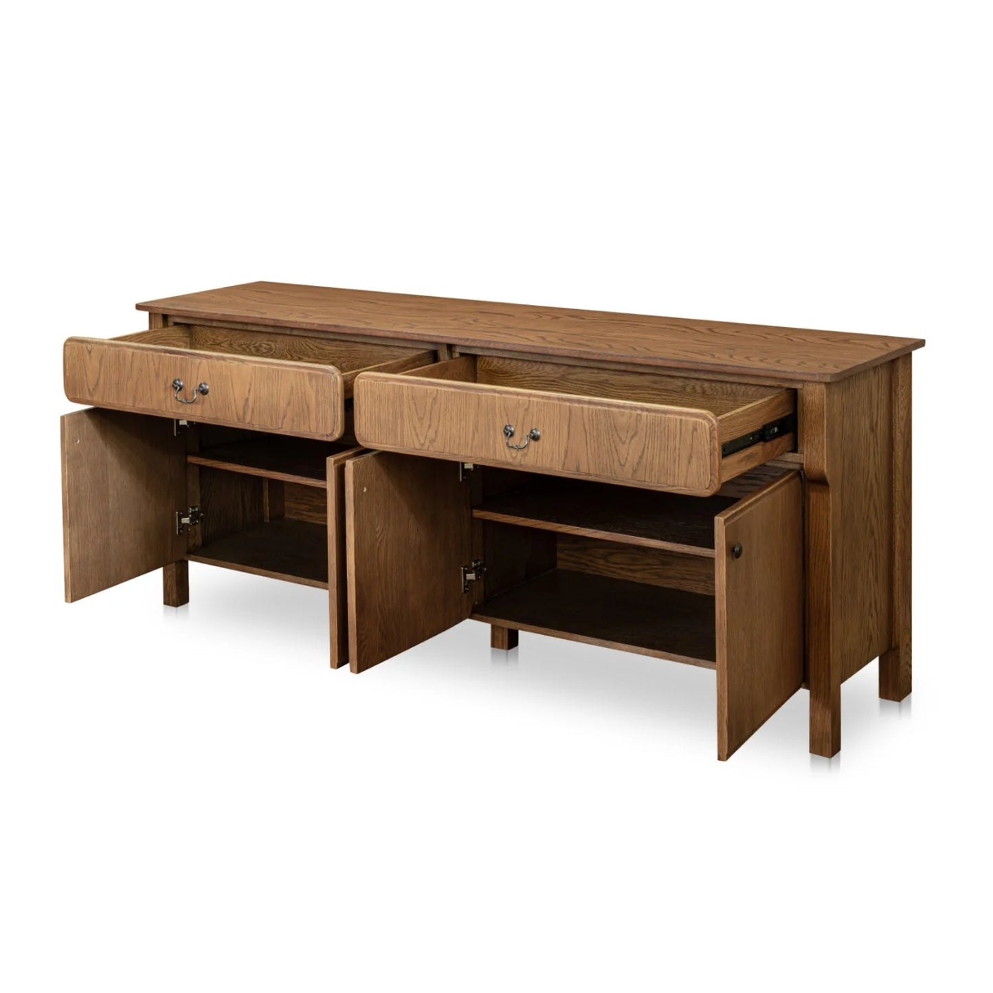 Luxury Brown Oak 4-Door Sideboard European Style for Villa