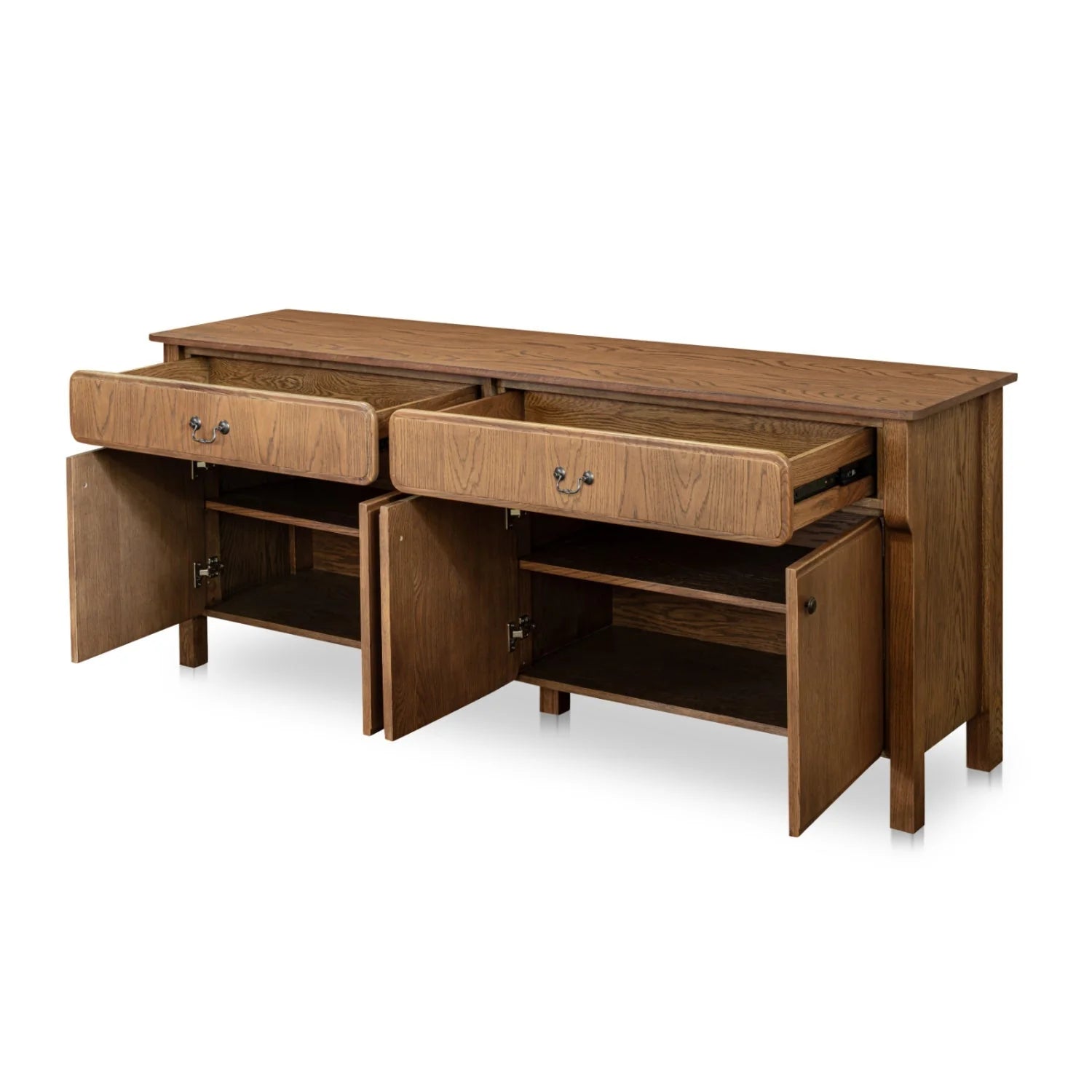 Luxury Brown Oak 4-Door Sideboard European Style for Villa