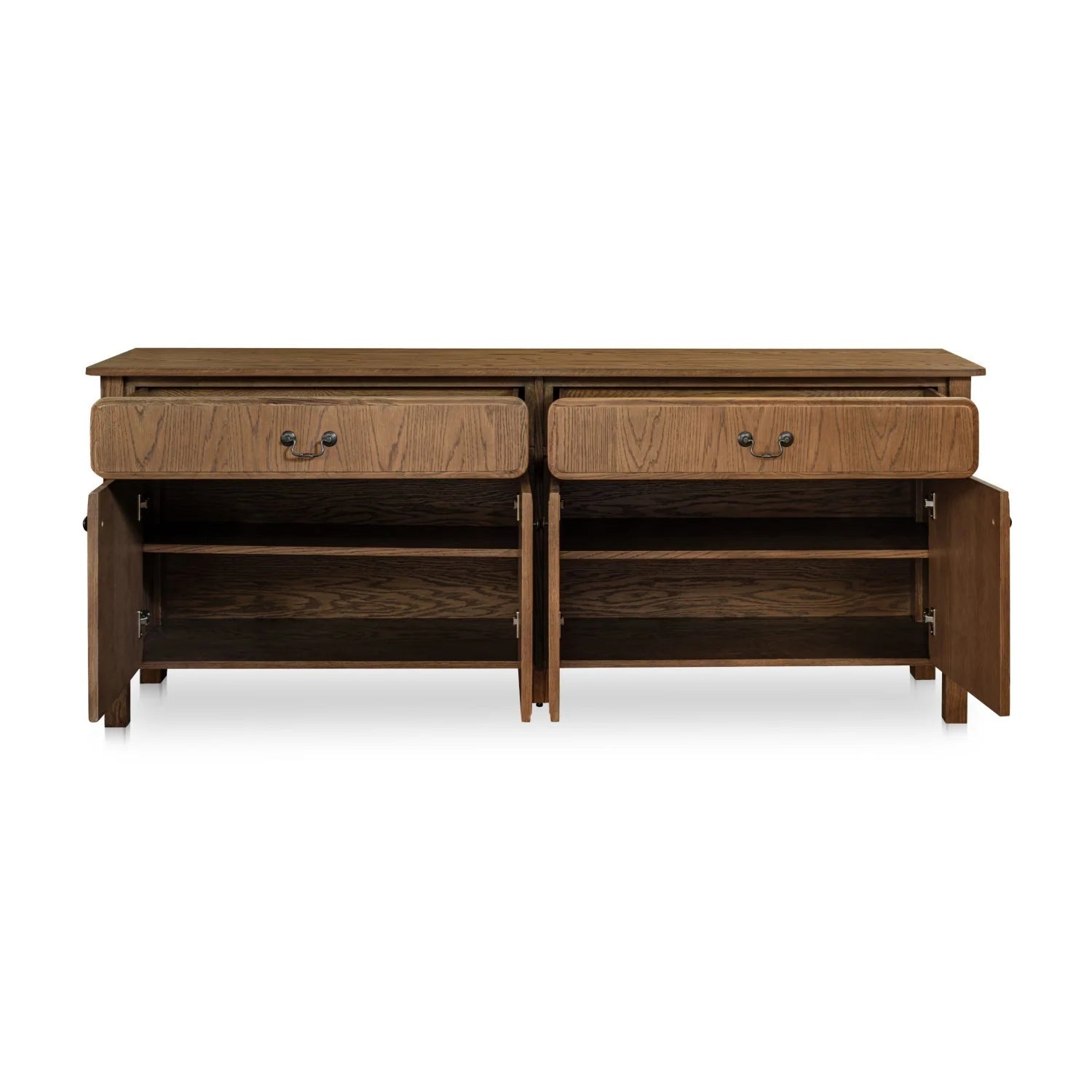Luxury Brown Oak 4-Door Sideboard European Style for Villa