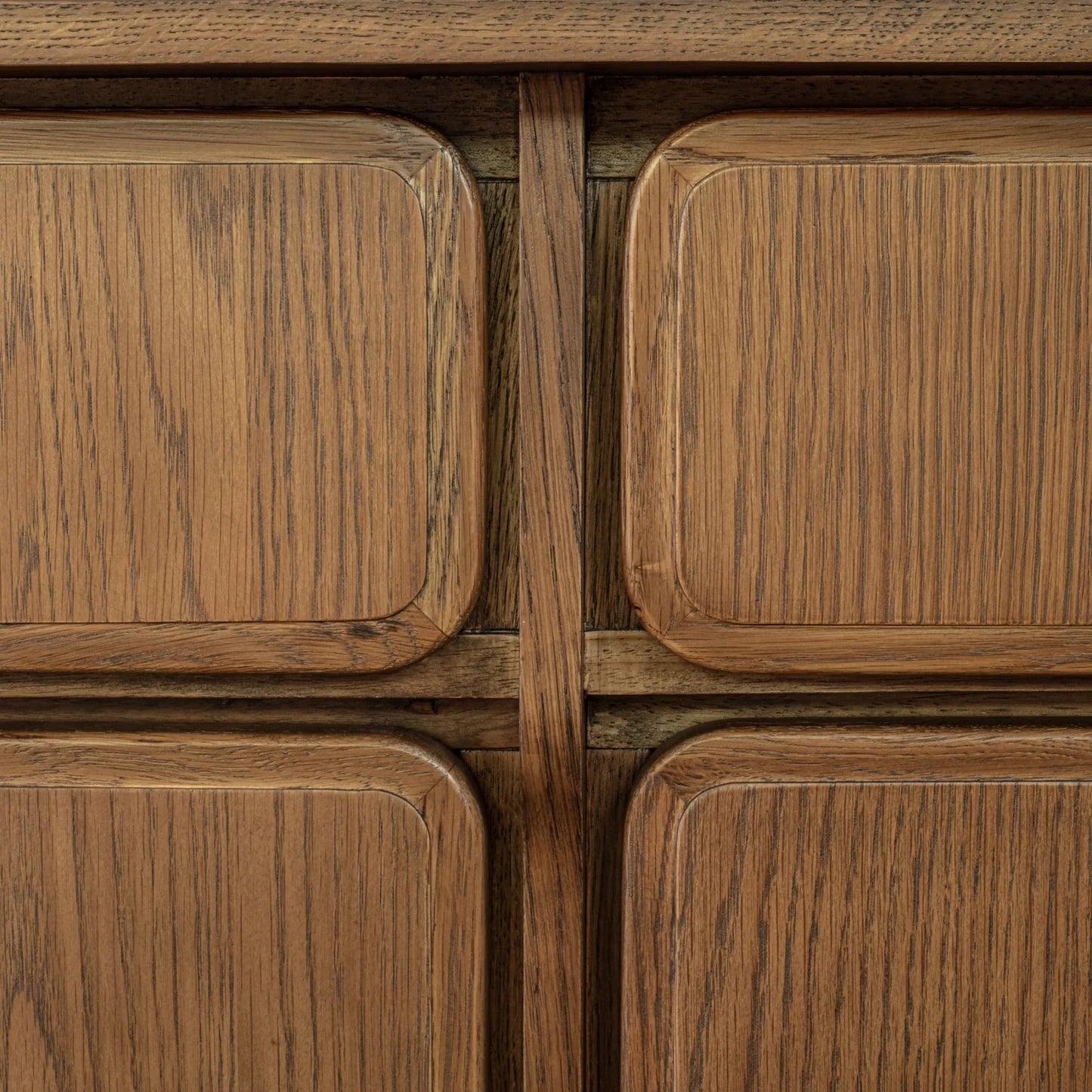 Luxury Brown Oak 4-Door Sideboard European Style for Villa